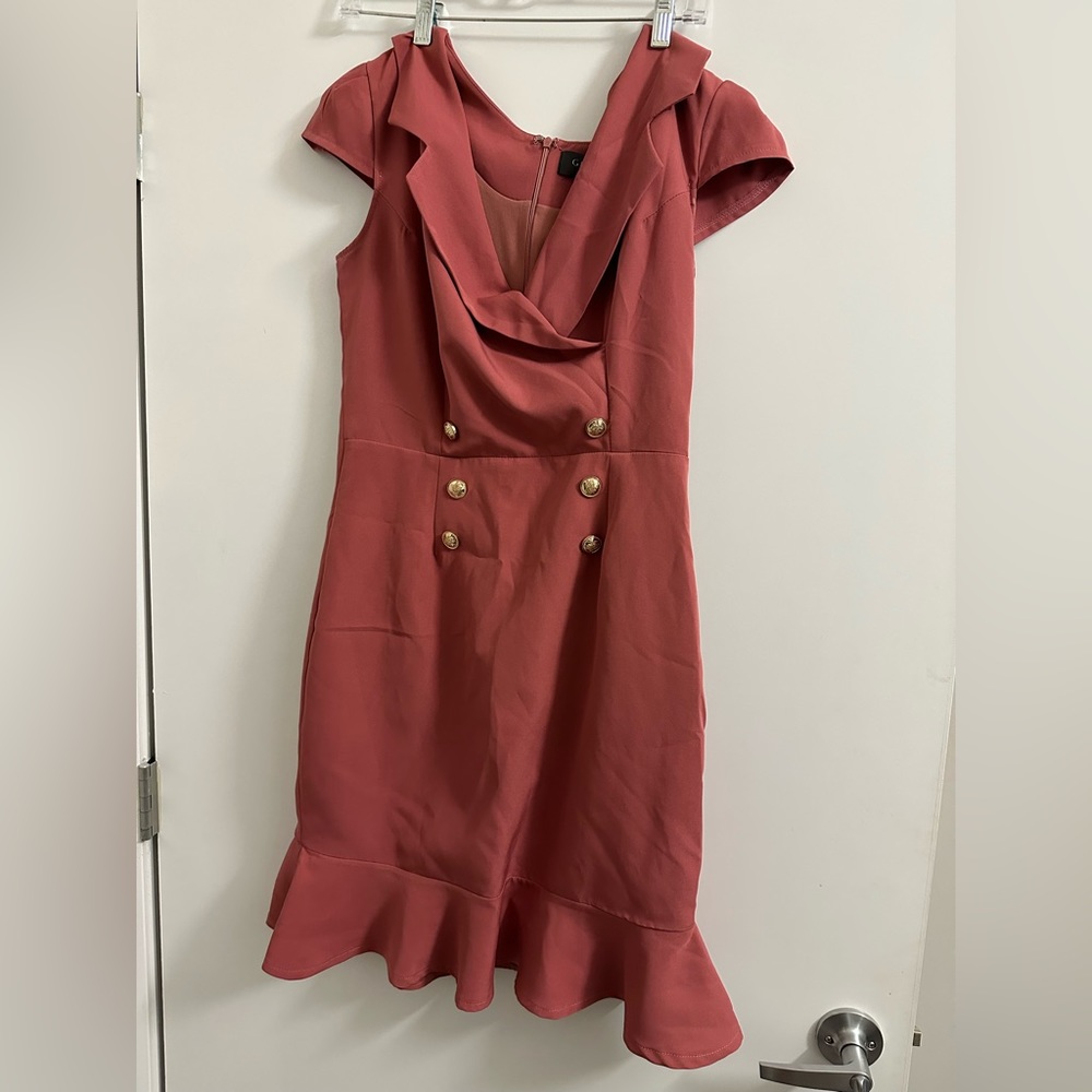 Coral suit styled dress